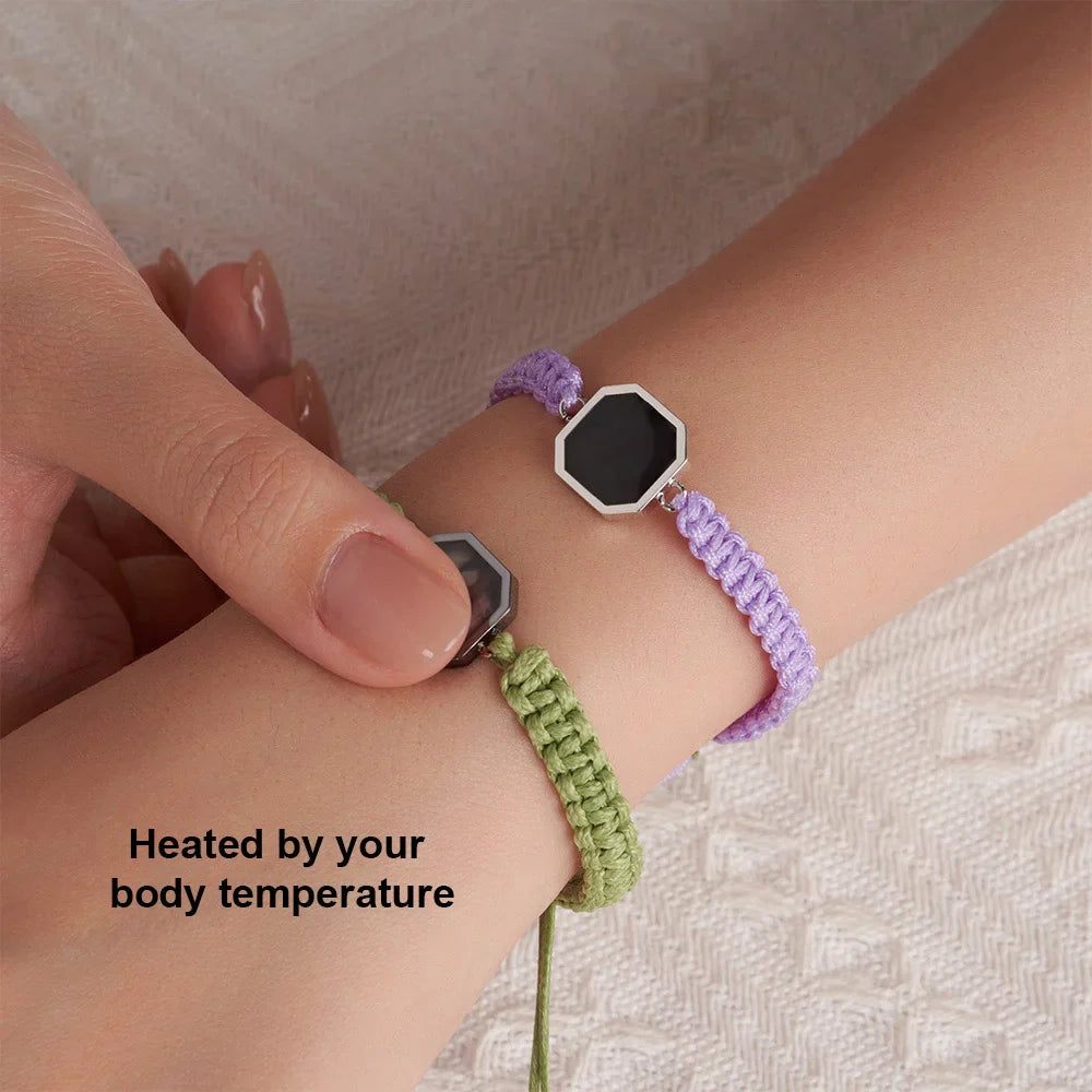 Personalized Hidden Heat-activated Photo Adjustable Braided Bracelet with Engraved Text Birthday Valentine's Day Anniversary Gift for Friends Couple