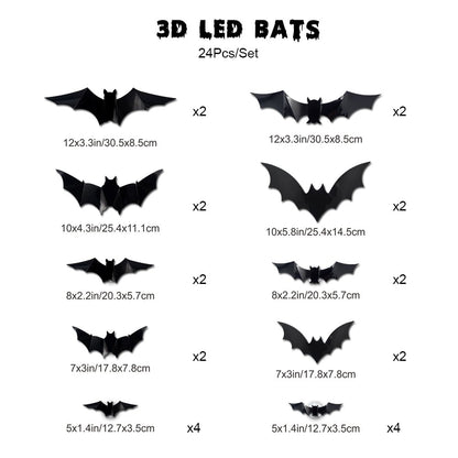 💥💥🦇 Halloween 3D illuminated bats