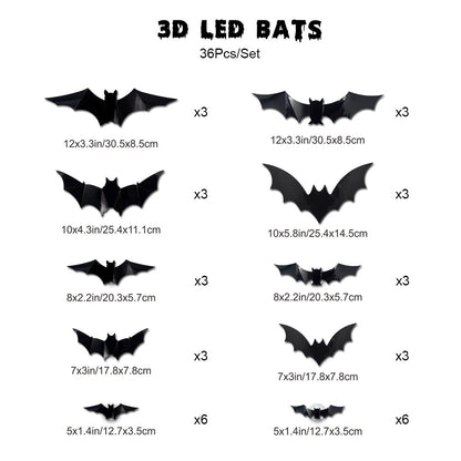 💥💥🦇 Halloween 3D illuminated bats