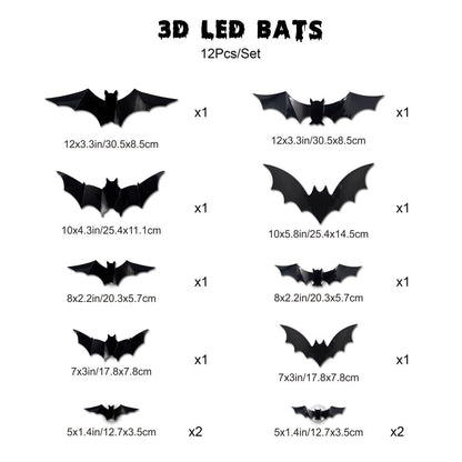 💥💥🦇 Halloween 3D illuminated bats