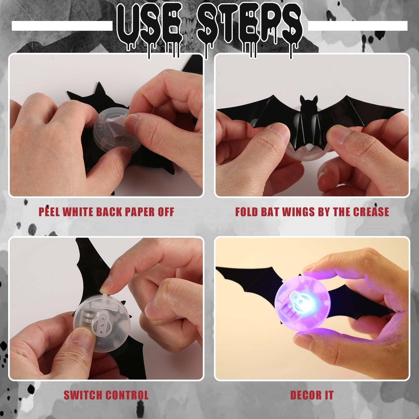 💥💥🦇 Halloween 3D illuminated bats
